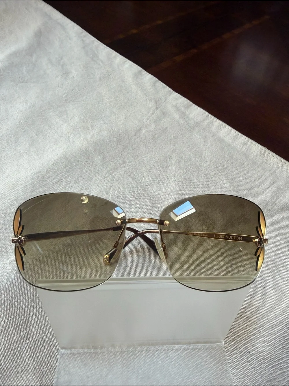 Louis Vuitton Gold Rimless Brown Gradient Sunglasses